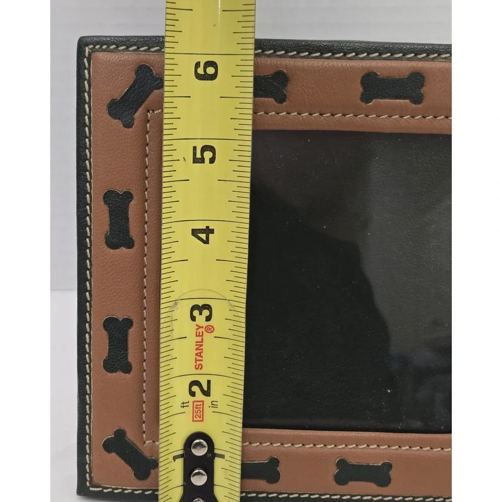 New York Dog Two-Tone Brown Leather Dog Bone Photo Frame - Rare